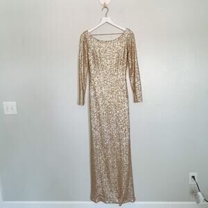 Sorella Vita Long Sleeved Gold Sequined Bridesmaid Dress NWT size 12